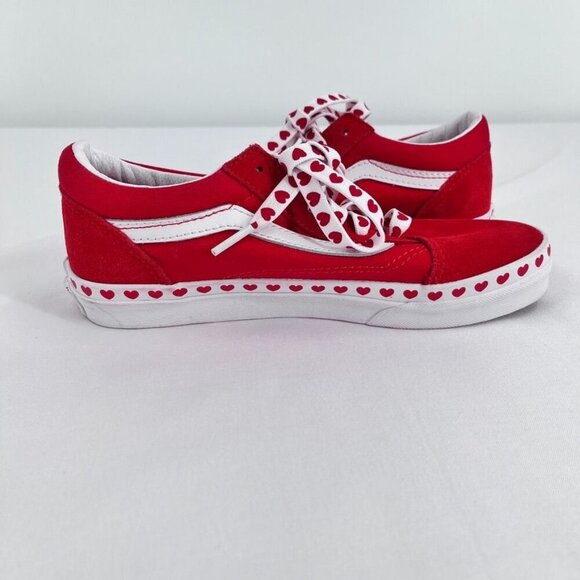 Vans Heart Foxing Old Skool Juniors Shoes Size 3.5 Red Heart Strings - Picture 6 of 12
